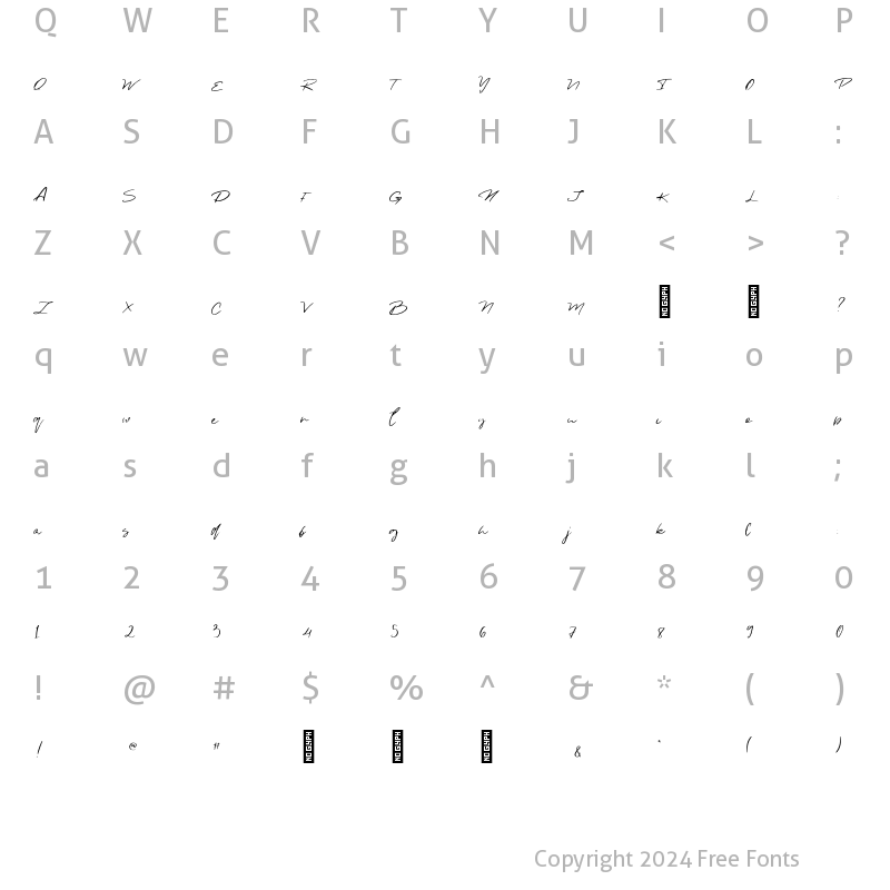 Character Map of SKYLARose Regular