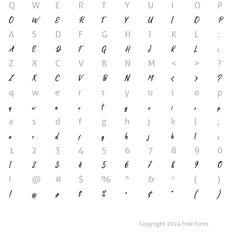 Character Map of Skylight Regular