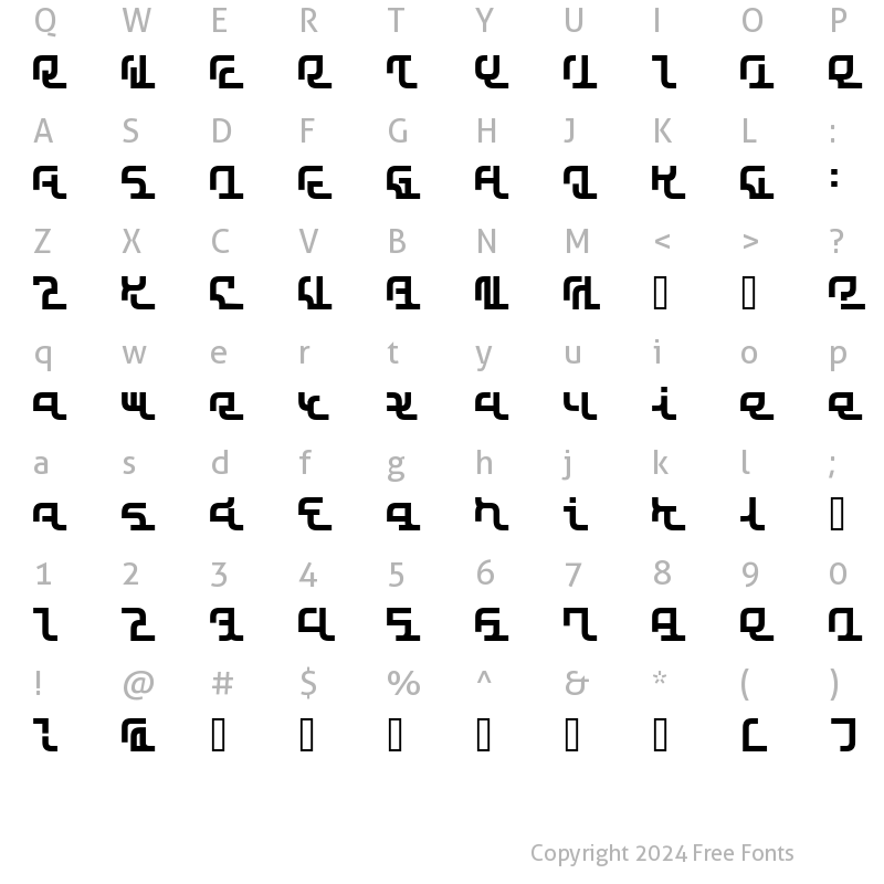 Character Map of SKYSCRAPER Regular