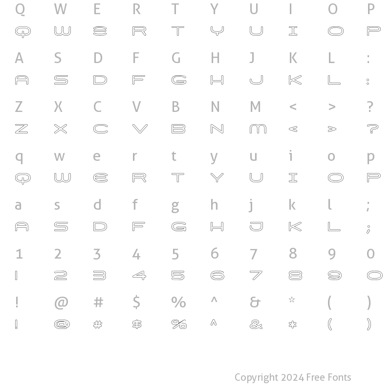 Character Map of Skywave Bold Outline