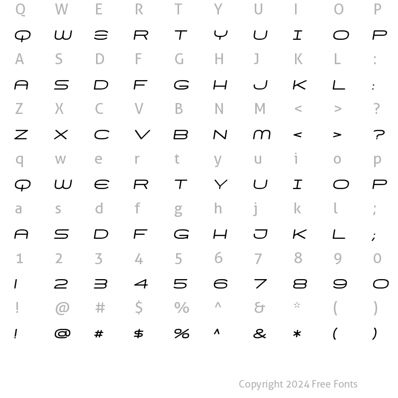 Character Map of Skywave Italic