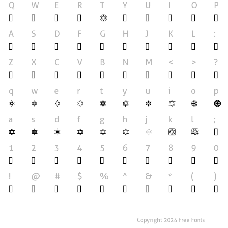 Character Map of SL Star of David Regular