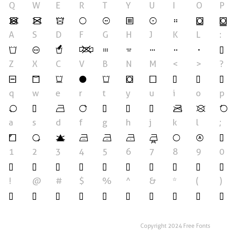 Character Map of SL Wash Regular