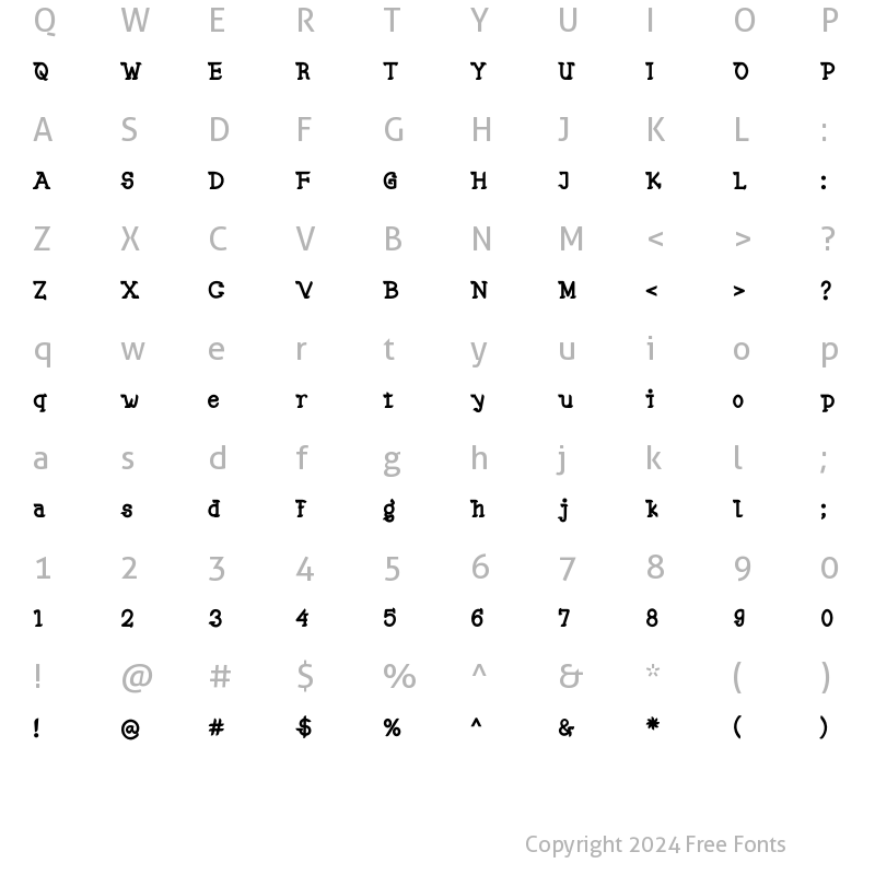 Character Map of Slab Barrets Bold