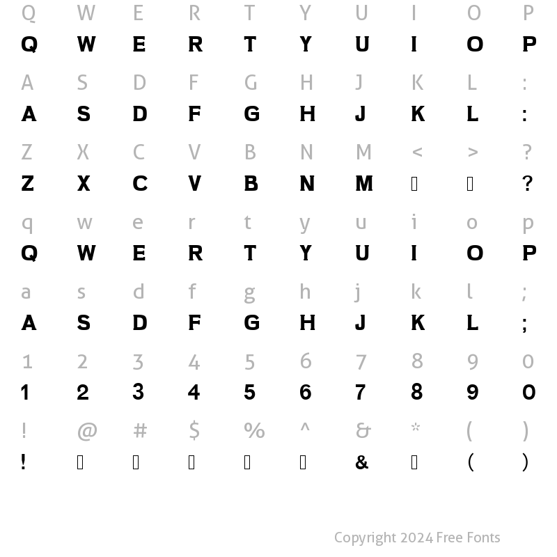 Character Map of Slab Classico Regular