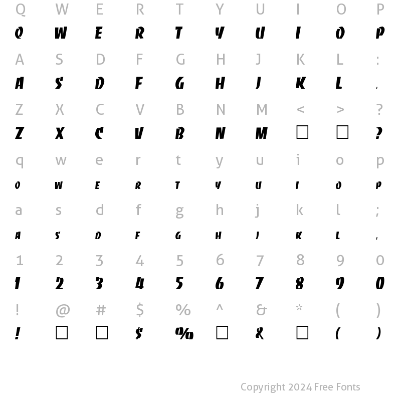 Character Map of Slabface Regular