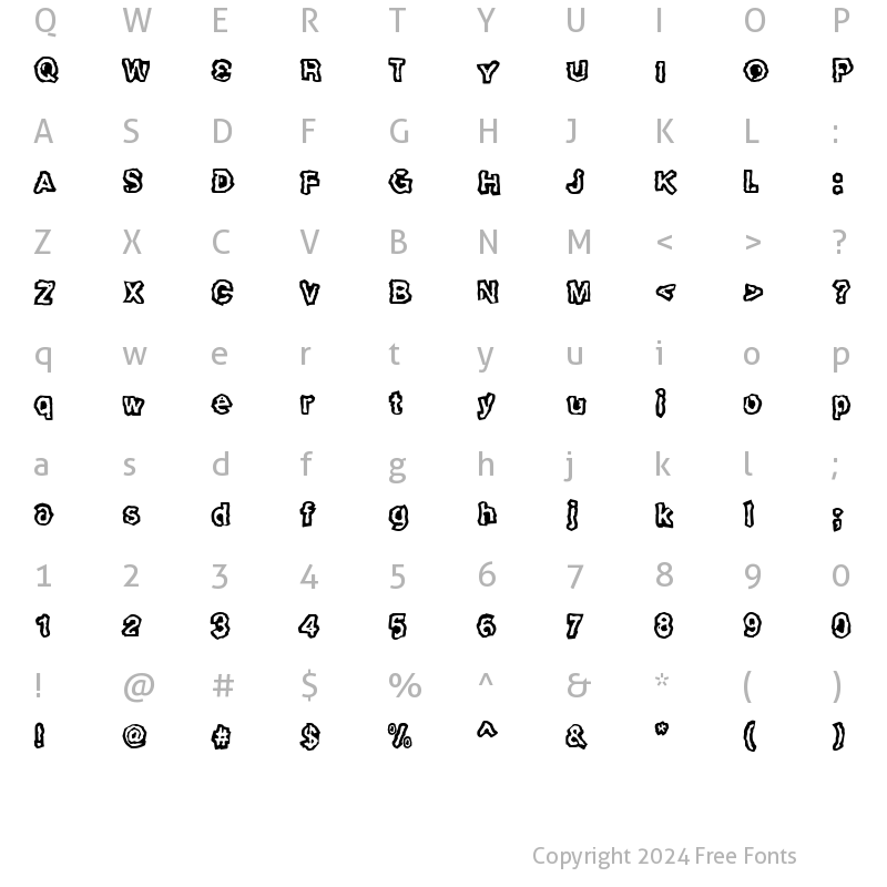 Character Map of SlackhappyOutline Medium