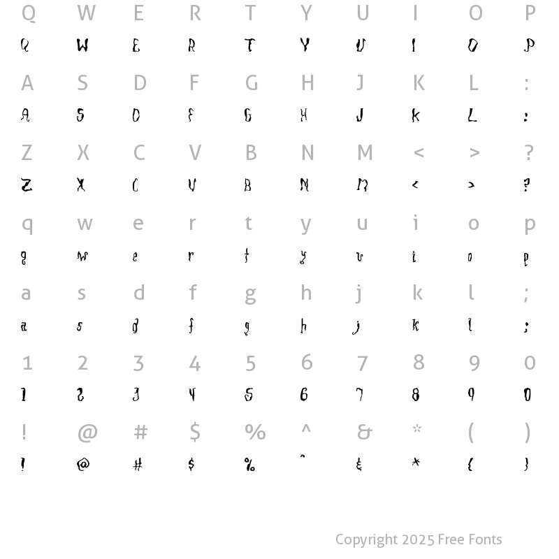 Character Map of SlackScript Regular