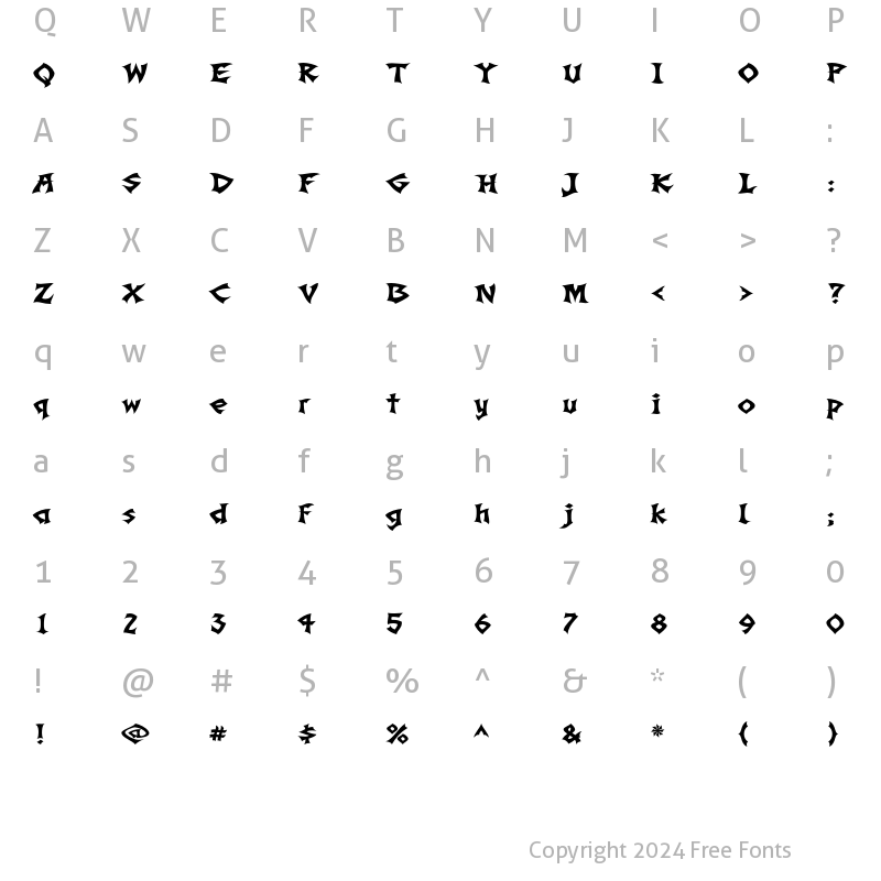 Character Map of Slade Regular