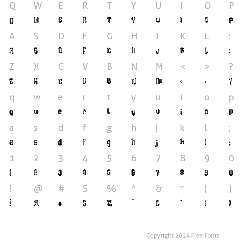 Character Map of Slag Ir Regular