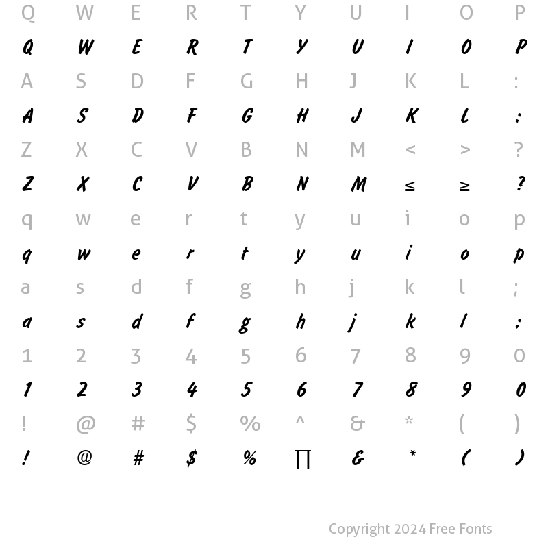 Character Map of Slager DB Medium