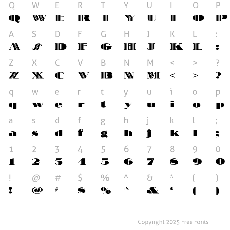 Character Map of SlamBang Theater NF Regular