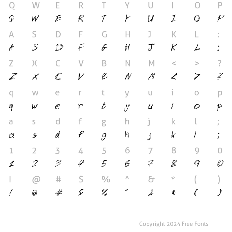 Character Map of slantorama Regular