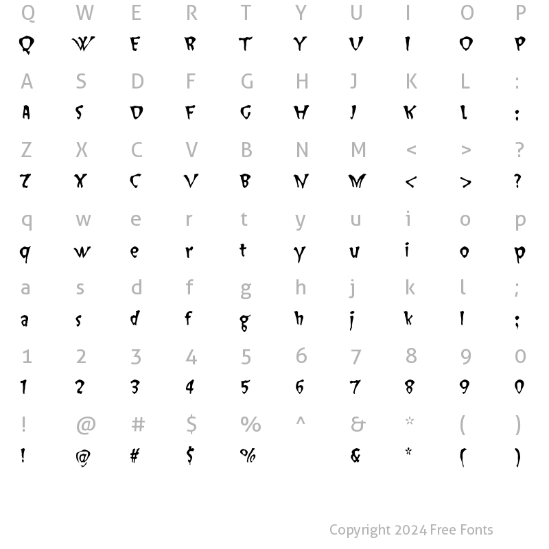 Character Map of Slap Happy Regular