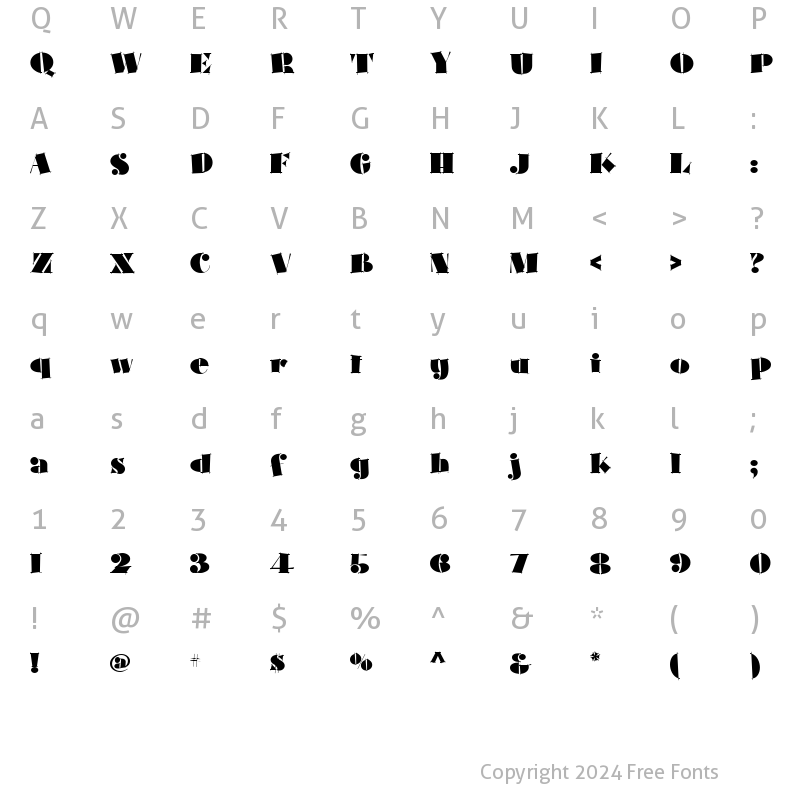 Character Map of Slapdash Deco NF Regular