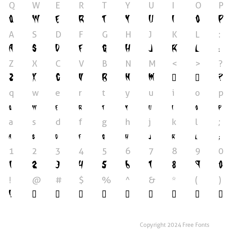 Character Map of SlasherCondensed Regular