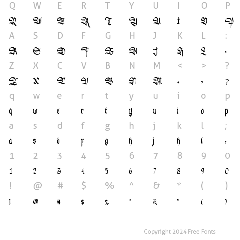 Character Map of Slashmine Regular