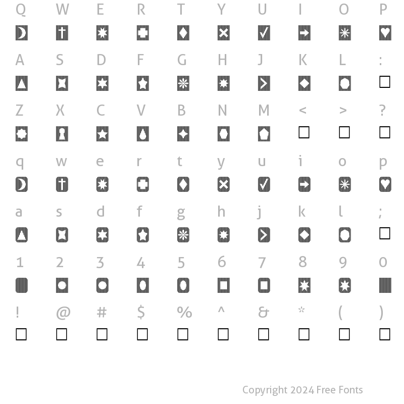 Character Map of Slats n Things 2 Normal