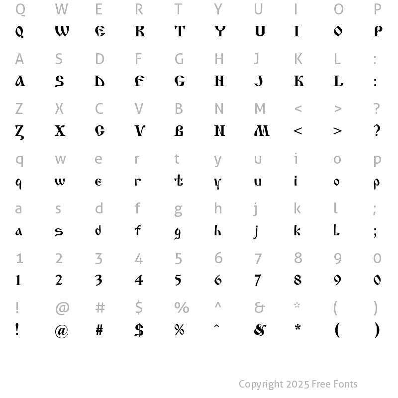 Character Map of Slavianskiy Regular