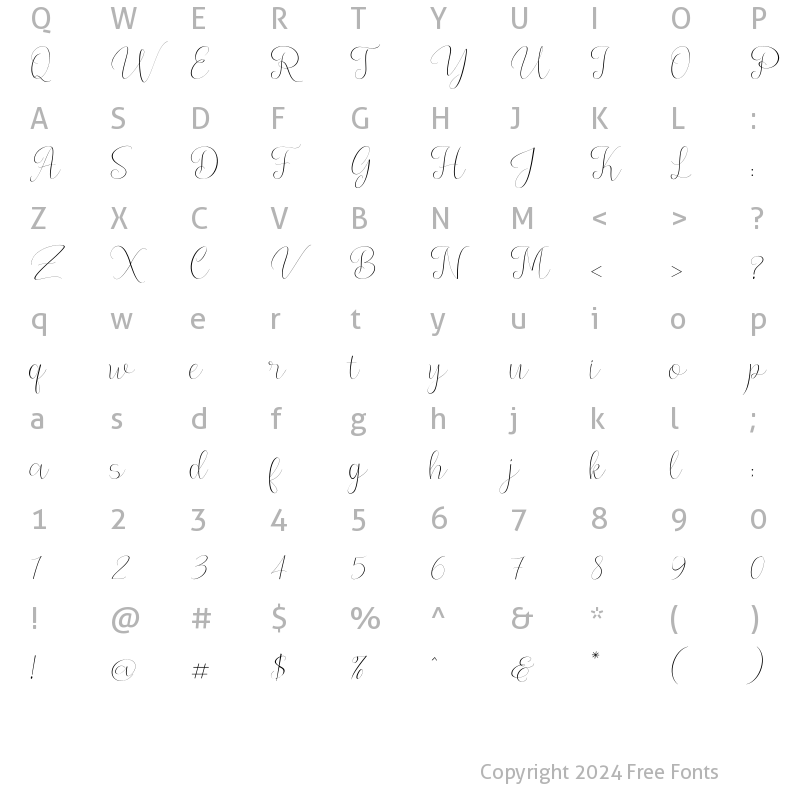 Character Map of Slavina Script Regular