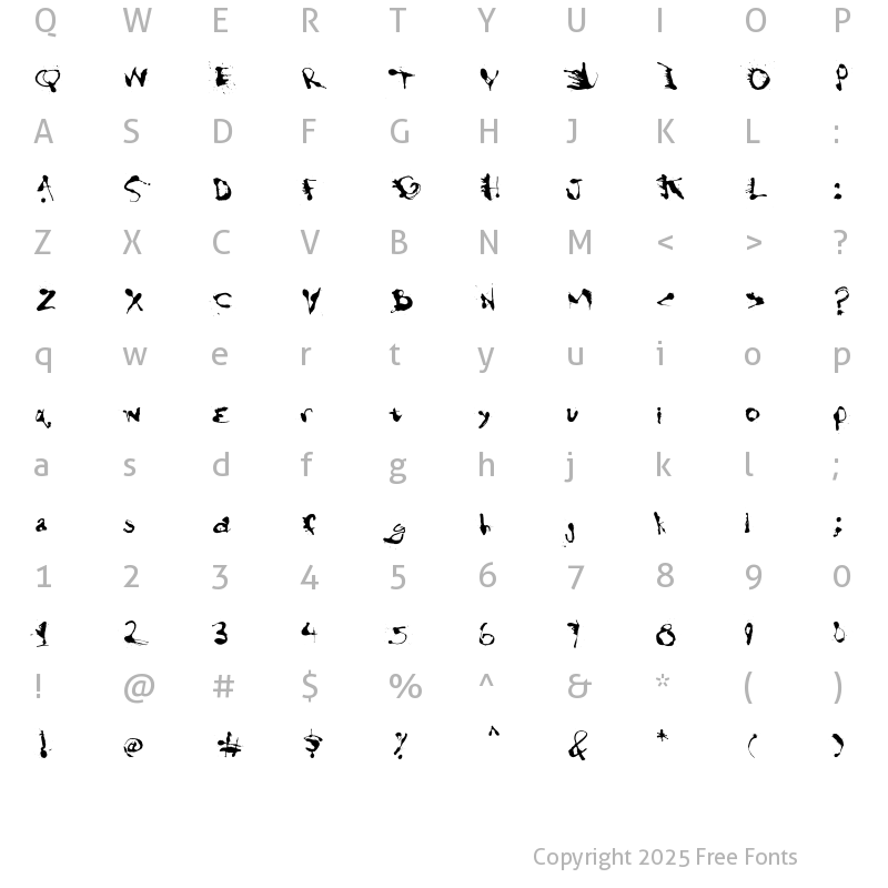 Character Map of Slawterhouse Regular