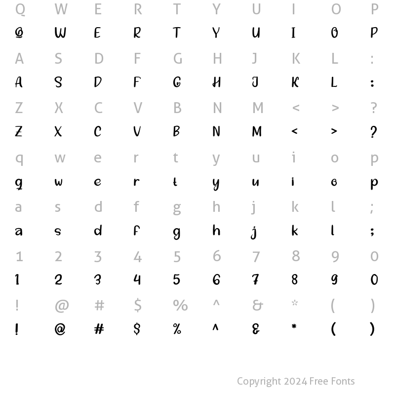 Character Map of Sleeky Regular