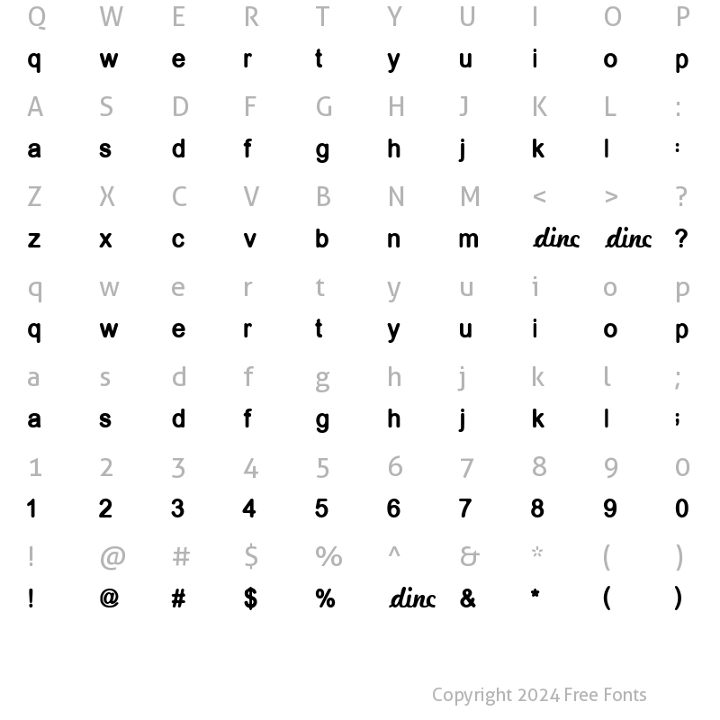 Character Map of Sleepwalk Regular