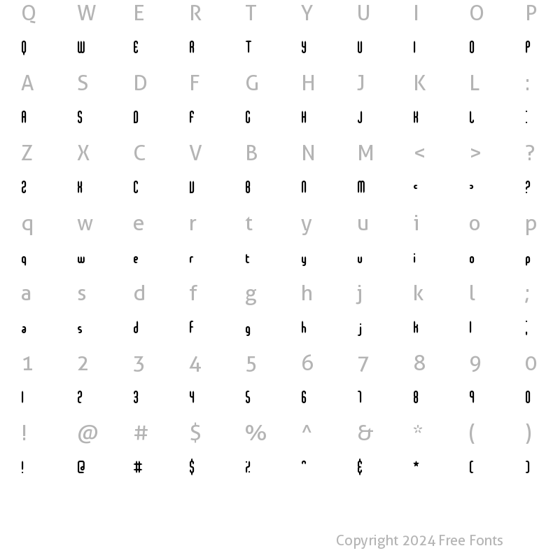 Character Map of Slender Mini BRK Normal