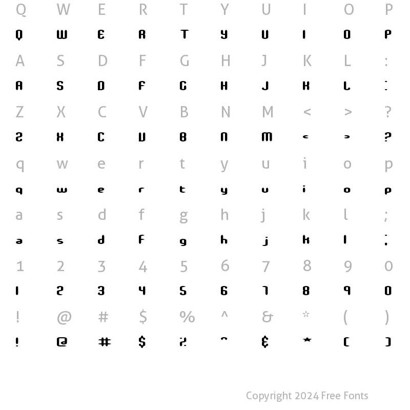 Character Map of Slender Stubby BRK Normal