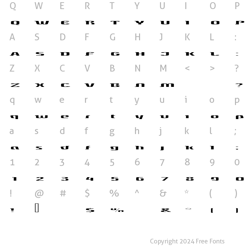 Character Map of slick Regular