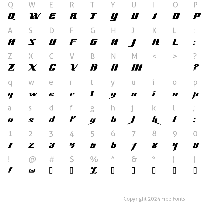 Character Map of Slick69 Regular