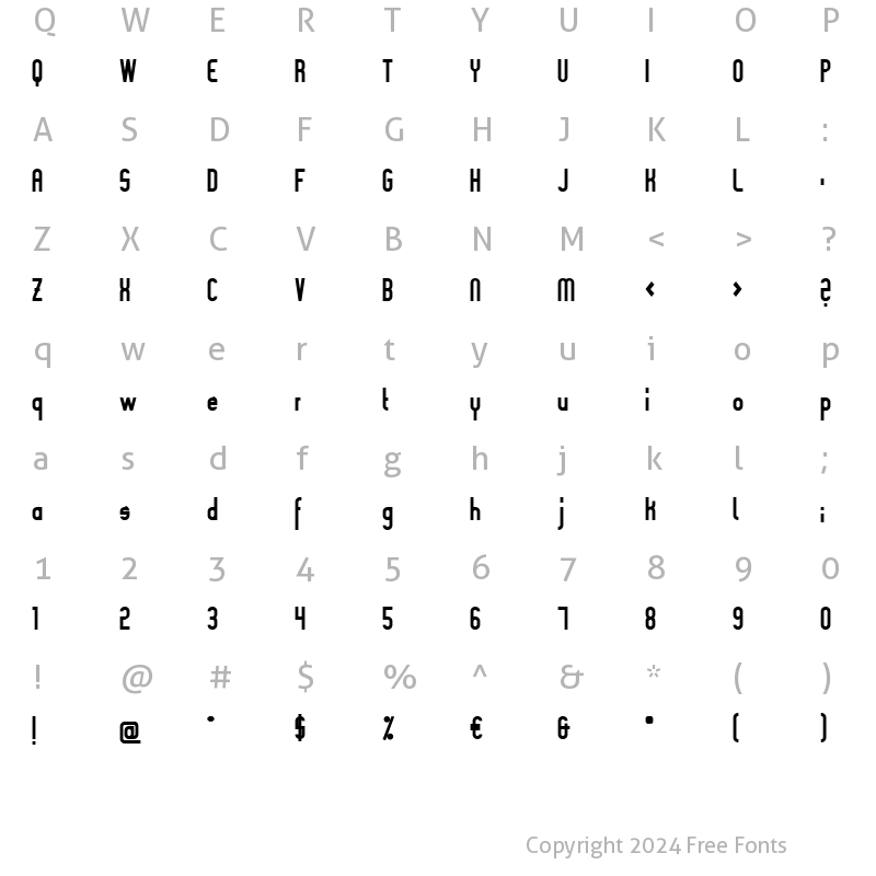 Character Map of Slimania Bold