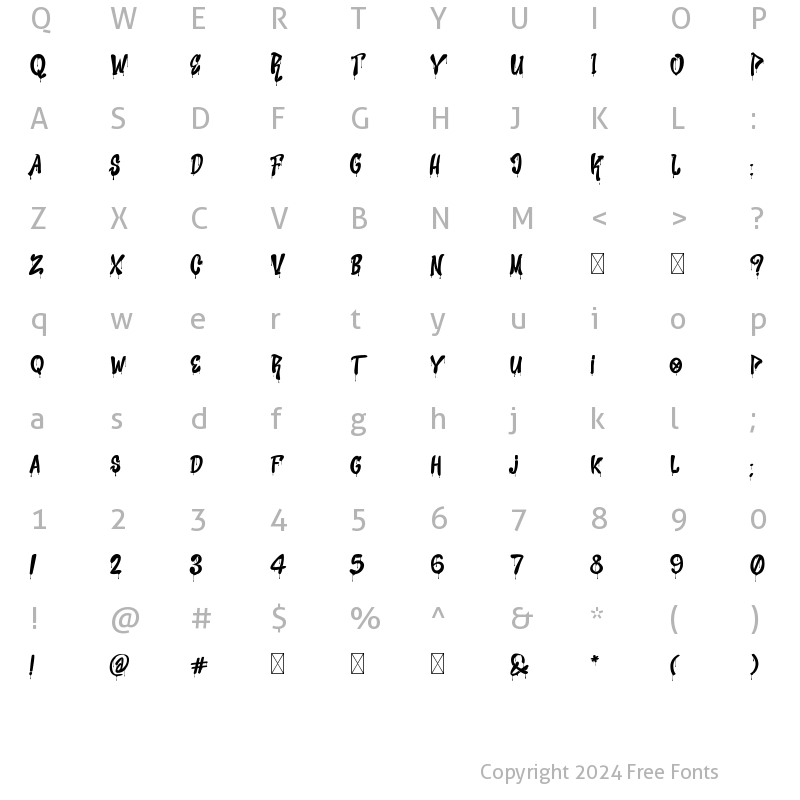 Character Map of Slime Dripping