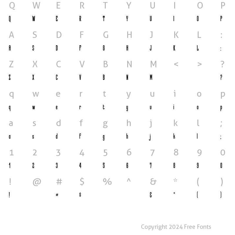 Character Map of Slimline Bold