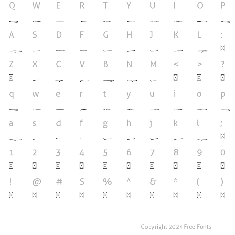 Character Map of Slimpick Swash