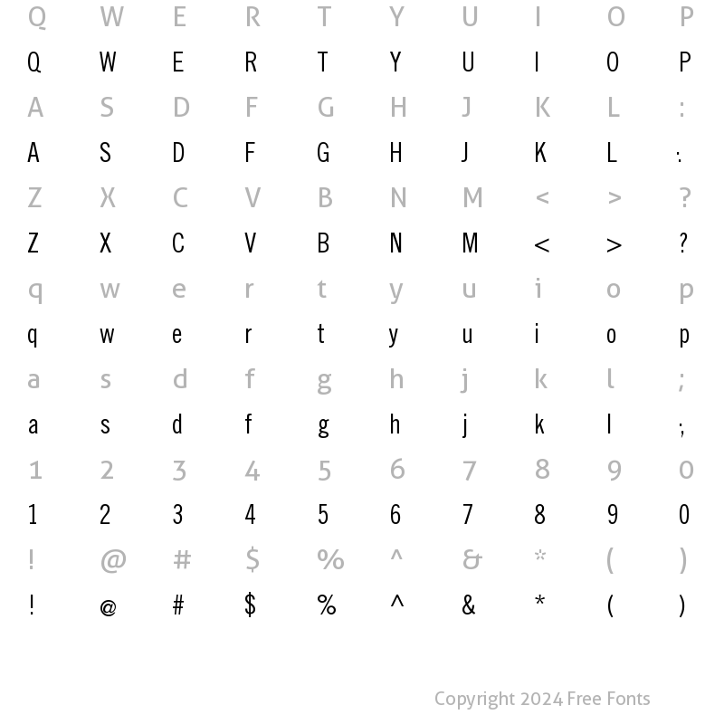 Character Map of SlimSansSerif Regular