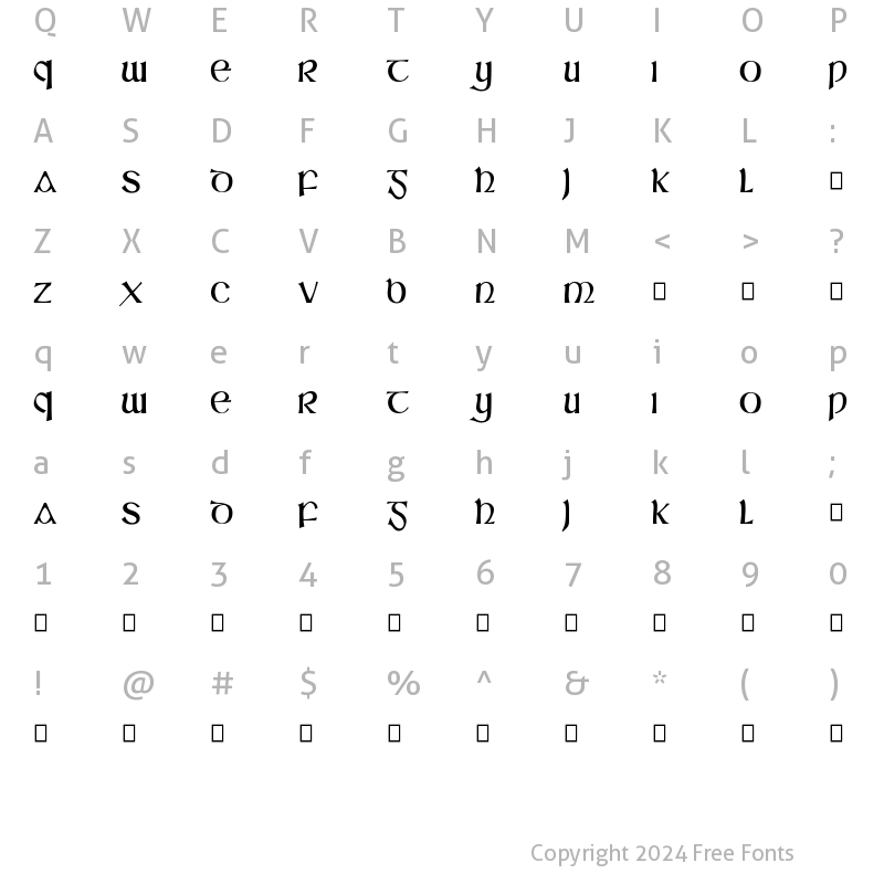 Character Map of Sl?ine Regular