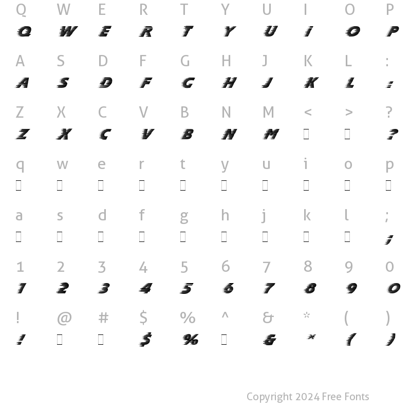 Character Map of Slipstream LET Plain