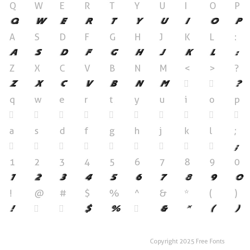 Character Map of Slipstream Plain Regular