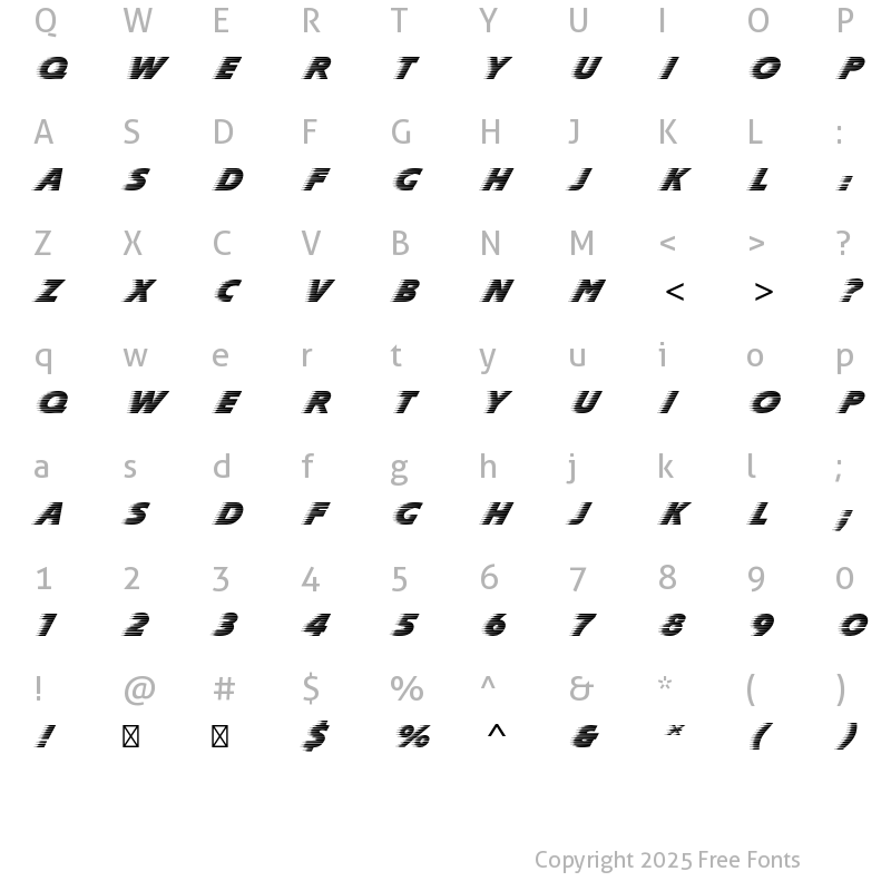 Character Map of Slipstream Std Regular