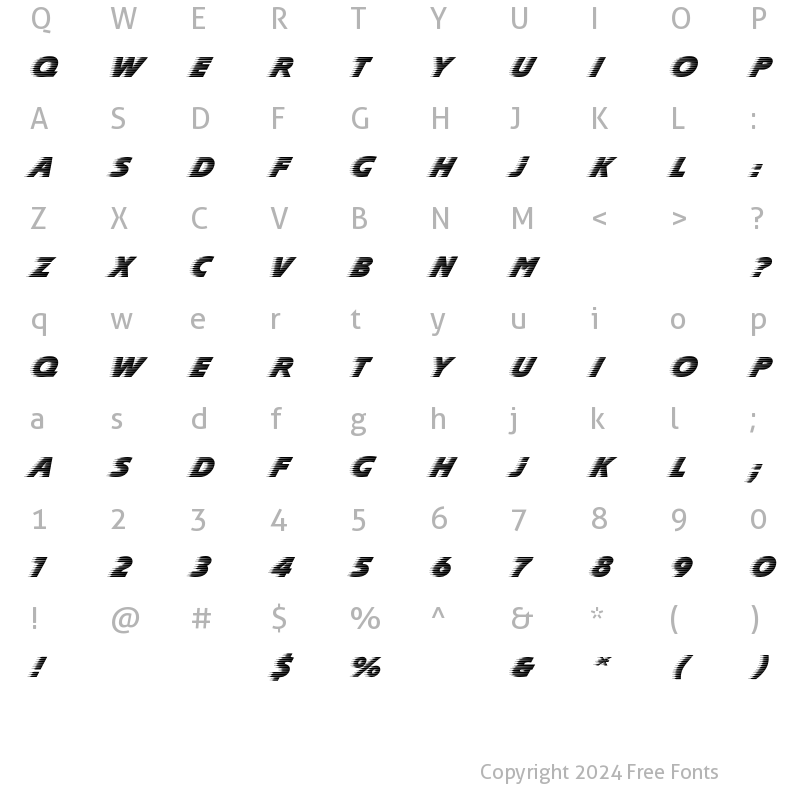 Character Map of SlipstreamEF Regular