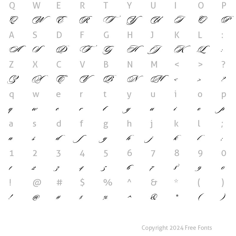 Character Map of Sloop Script Bold Two Regular