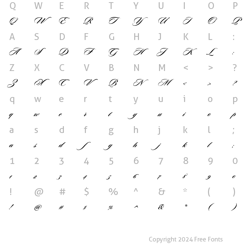 Character Map of Sloop Script One BETA Bold