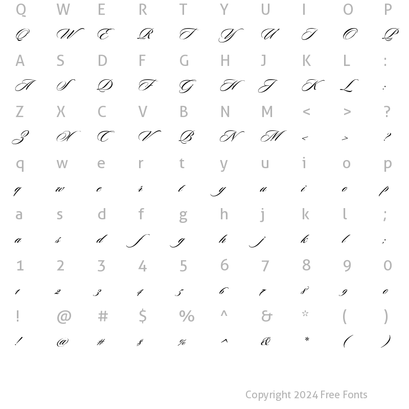 Character Map of Sloop Script One BETA Medium