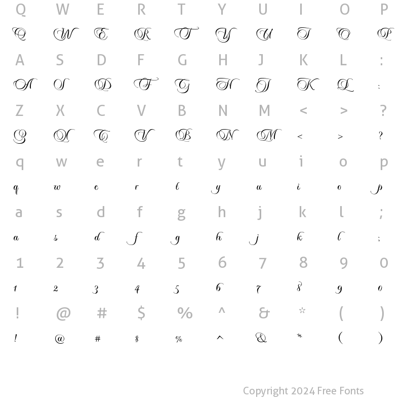 Character Map of Sloop Script Two Upright Regular