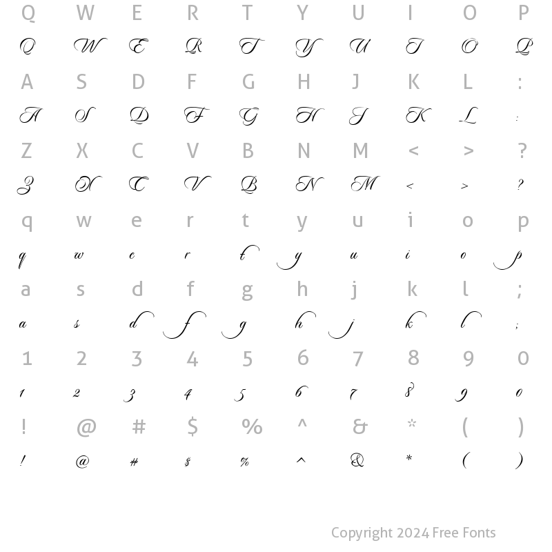 Character Map of Sloop-ScriptThree (Less Slant) Regular