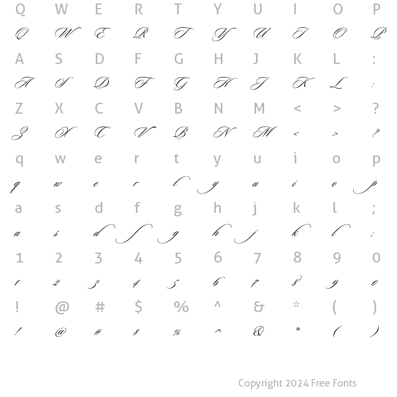 Character Map of Sloop ScriptThree Regular