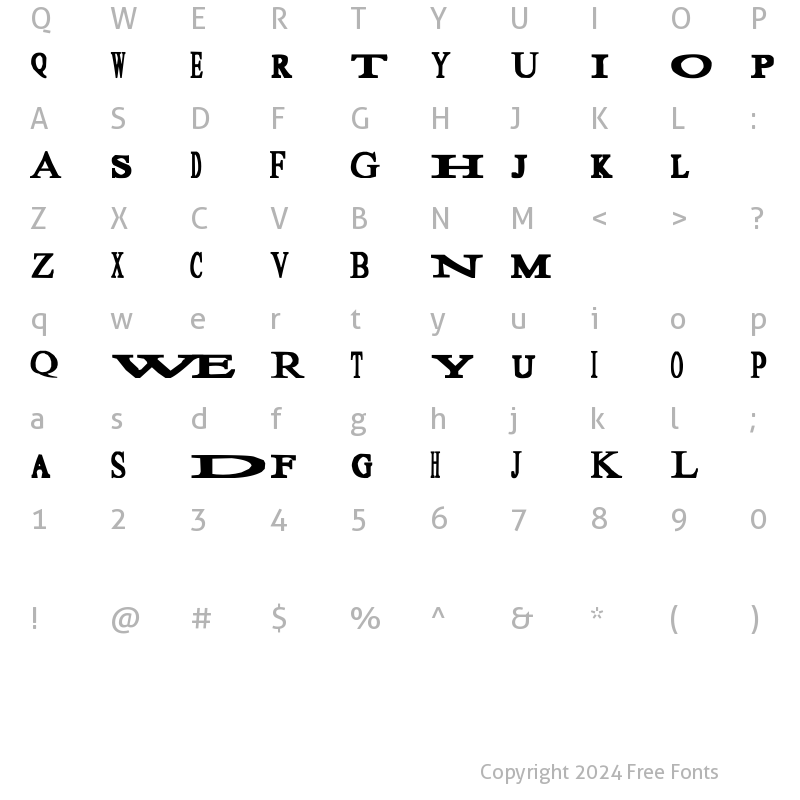 Character Map of Sloopy Regular