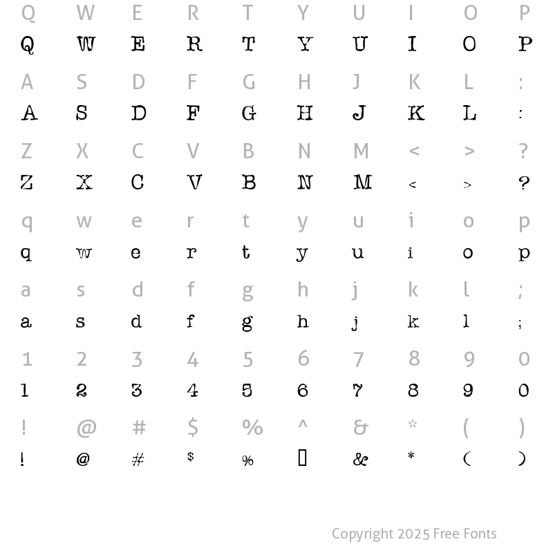 Character Map of Sloppy Ink