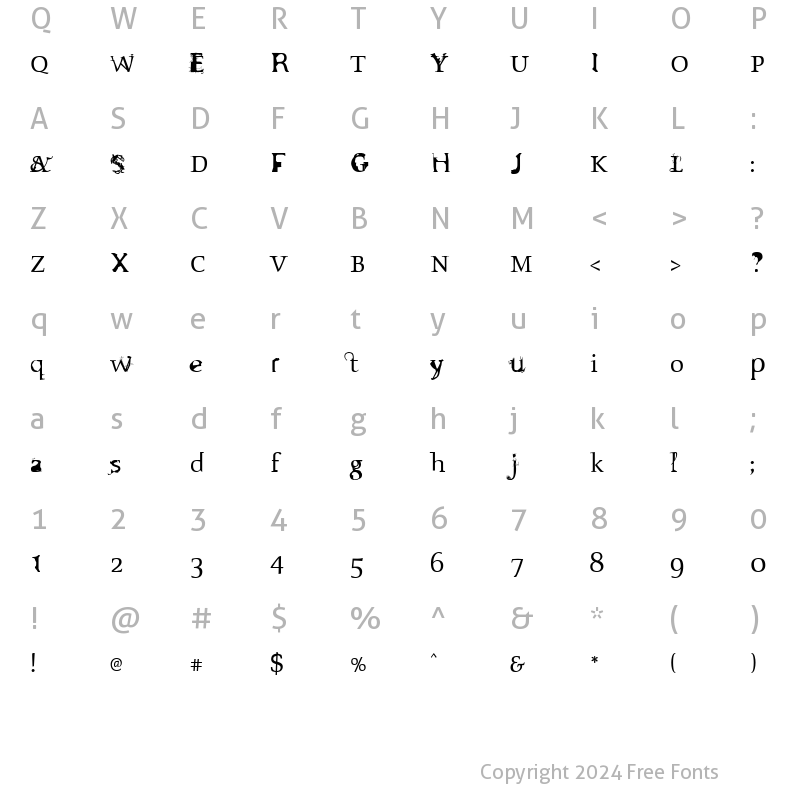 Character Map of Sloth Regular